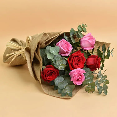 Beauty Bouquet: 3 Pink and 3 Red Roses